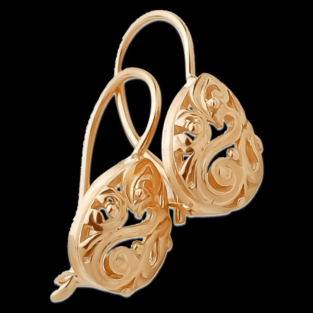9ct Yellow Gold Filigree Euro Earrings