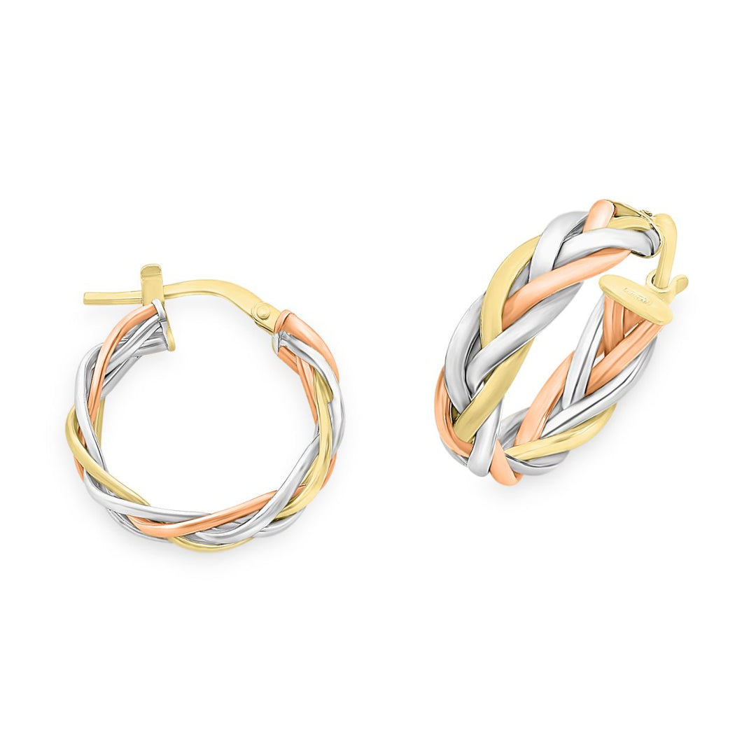 9ct Tri Tone Hoop Earrings