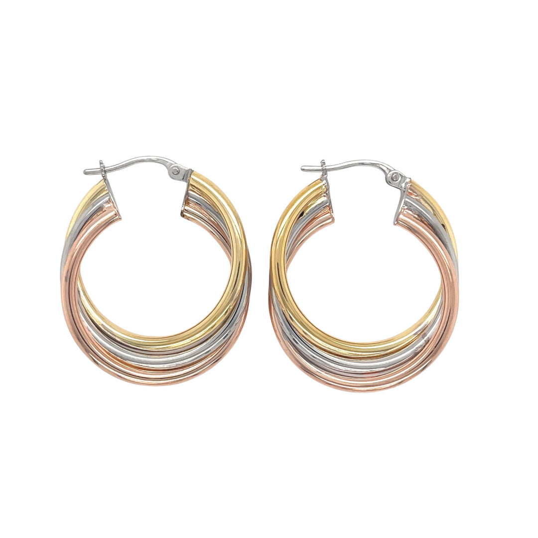 9ct Tri Tone Hoop Earrings