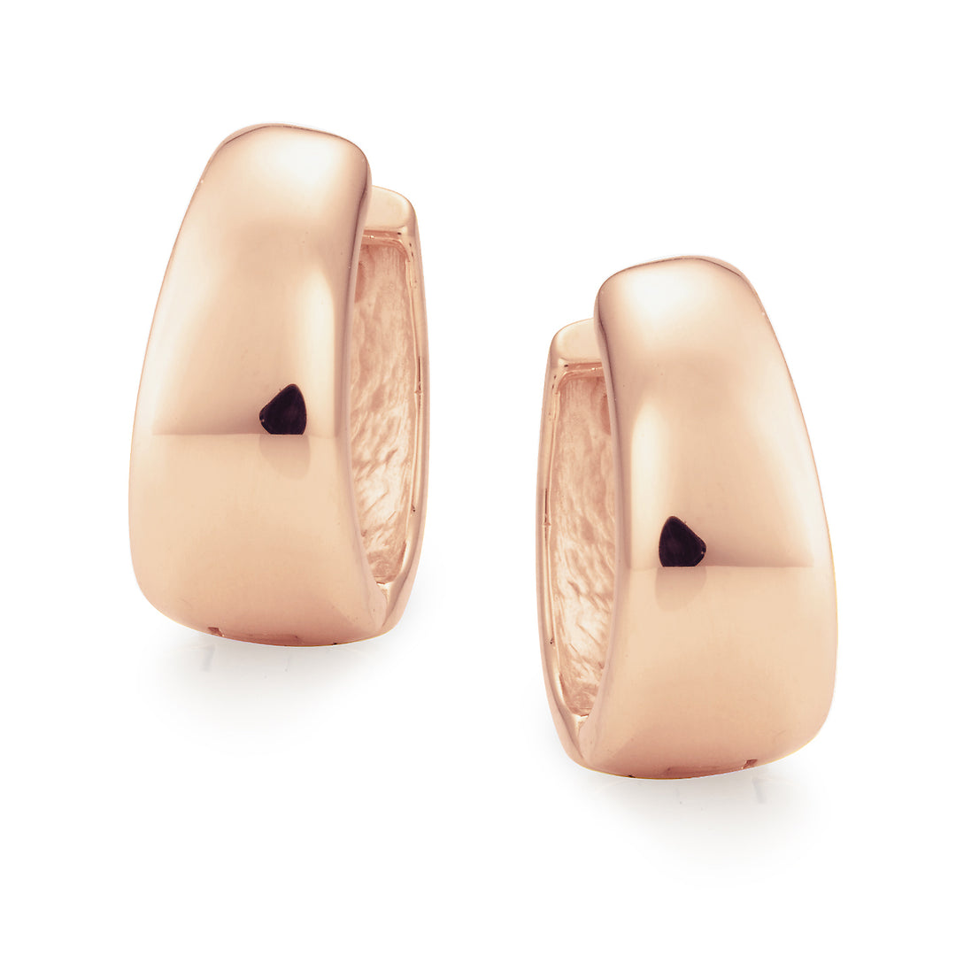 9ct Rose Gold Wide Huggie Hoop Earrings
