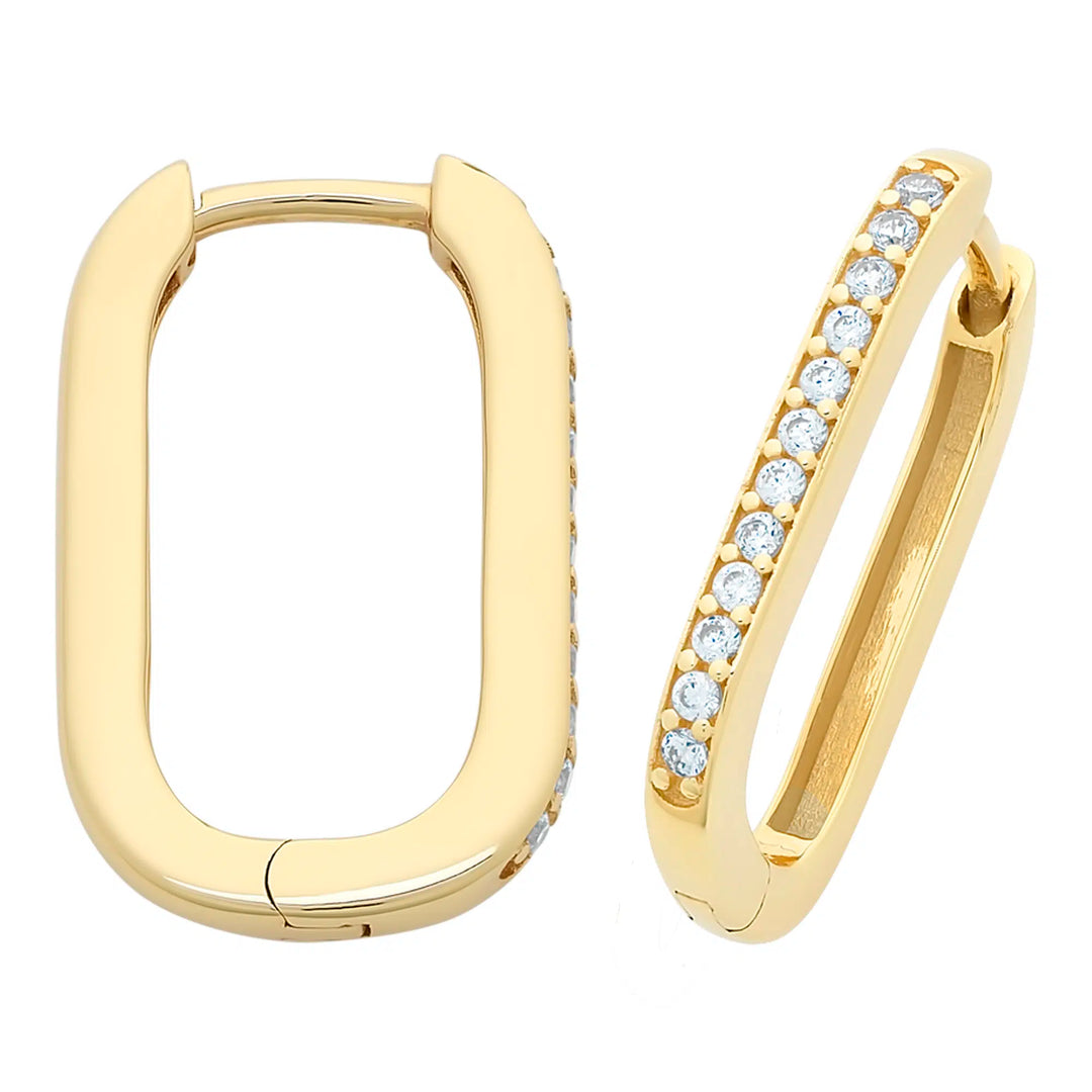 9ct Yellow Gold Cubic Zirconia Huggie Earrings