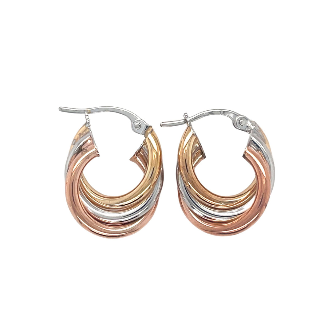 9ct Tri Tone Hoop Earrings