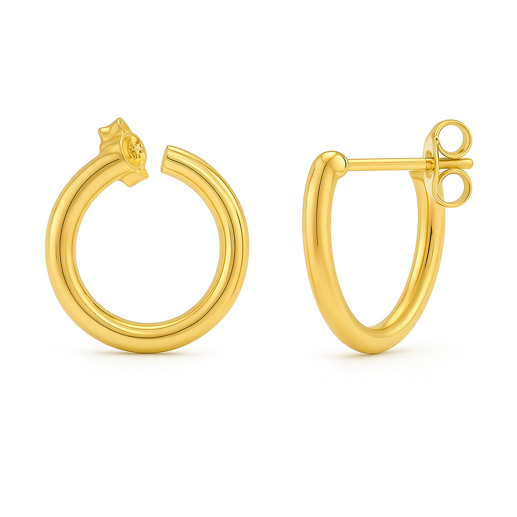 9ct Yellow Gold Circle Stud Earrings