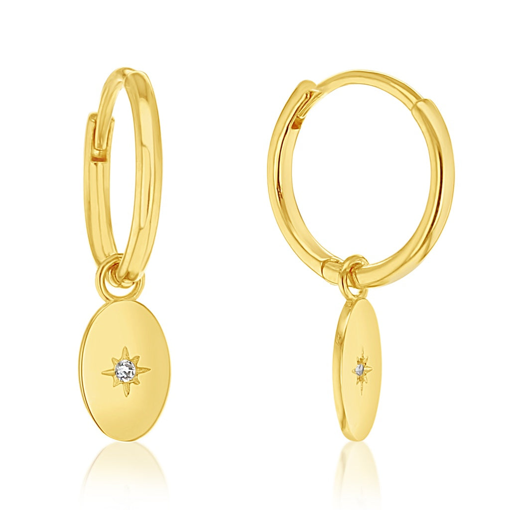 9ct Yellow Gold Cubic Zirconia Huggie Earrings