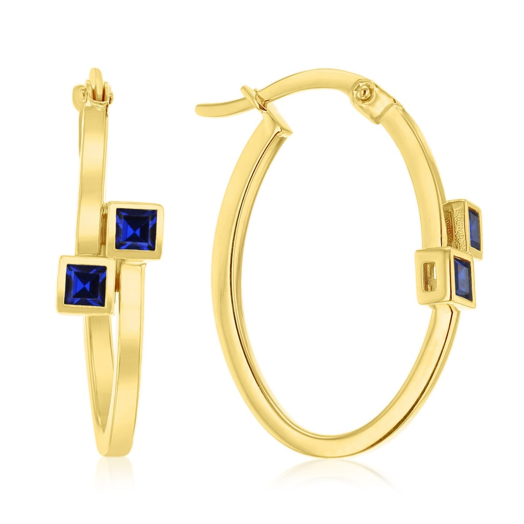 9ct Yellow Gold Cubic Zirconia Hoop Earrings