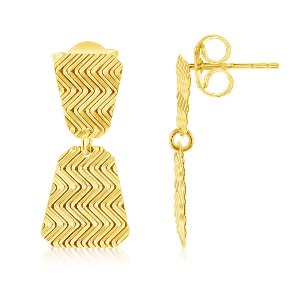 9ct Yellow Gold Drop Stud Earrings