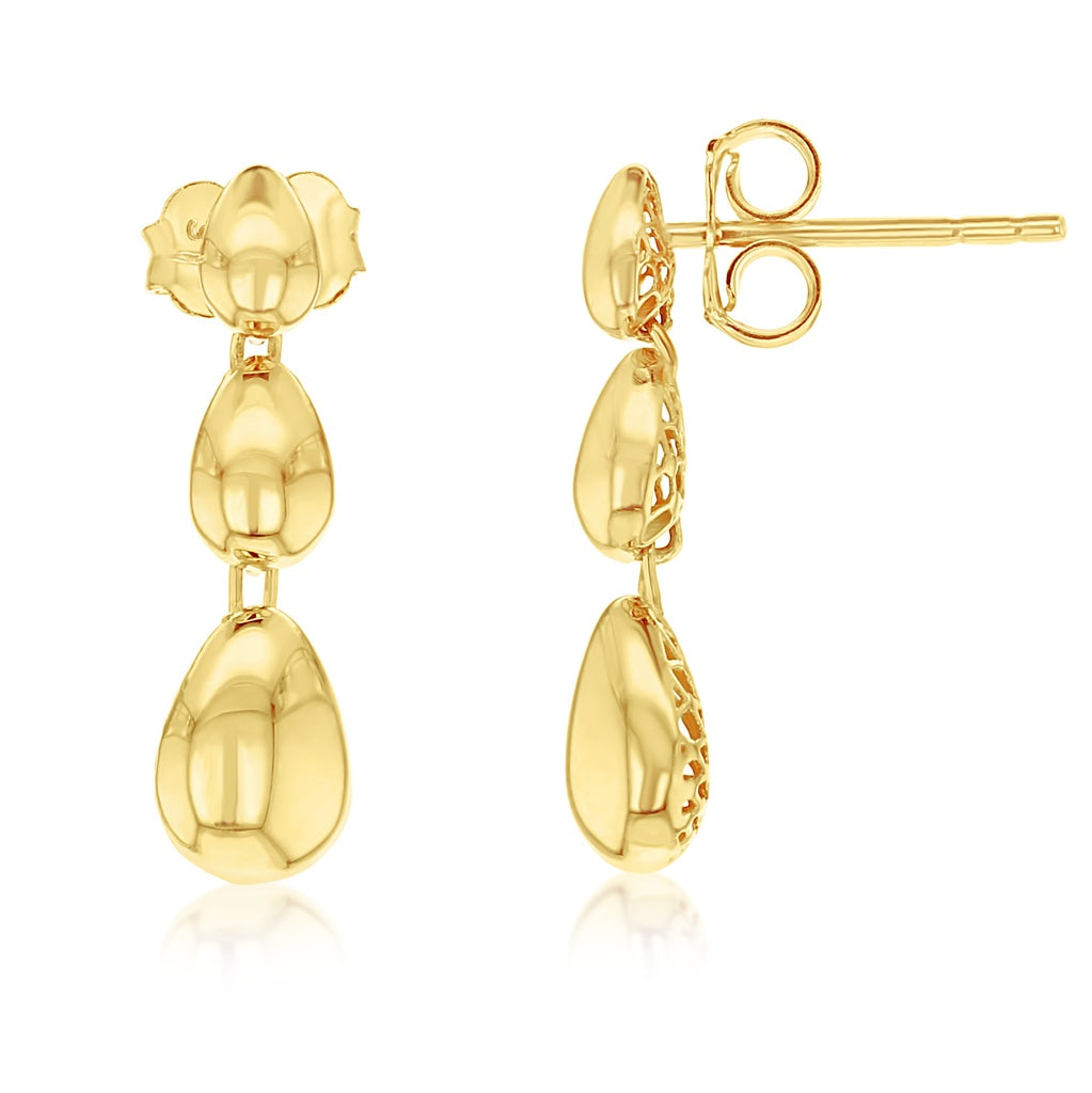 9ct Yellow Gold Bubble Drop Stud Earrings