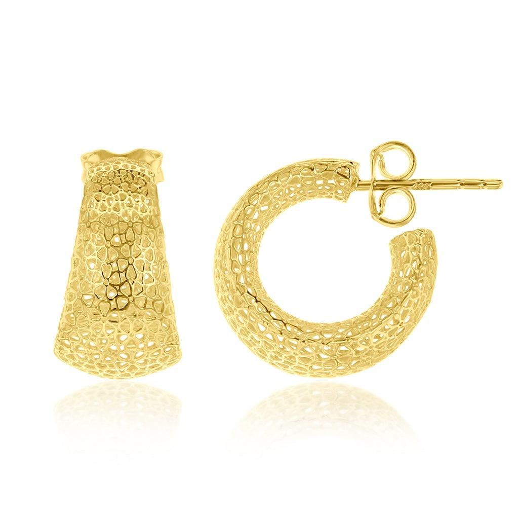 9ct Yellow Gold Hollow Stud Hoop Earrings