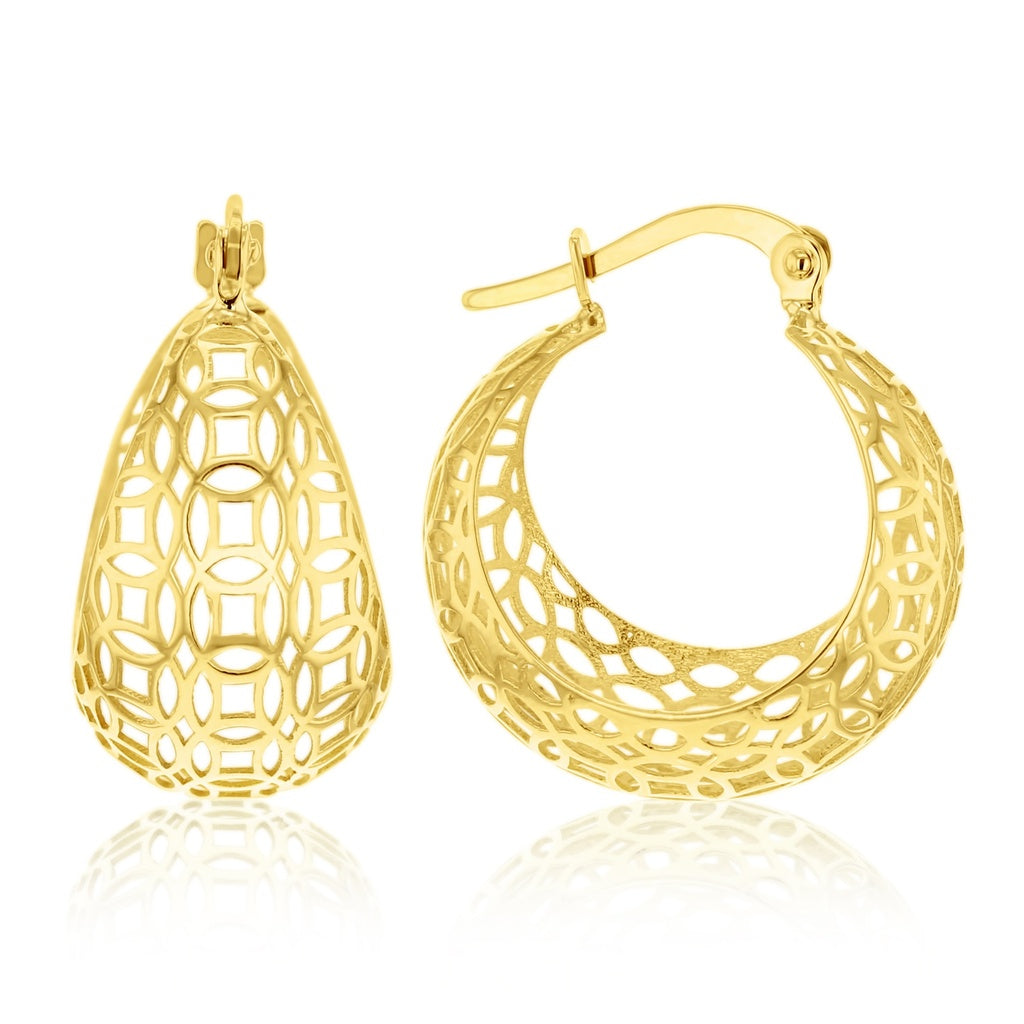 9ct Yellow Gold Patterened Hoop Earrings