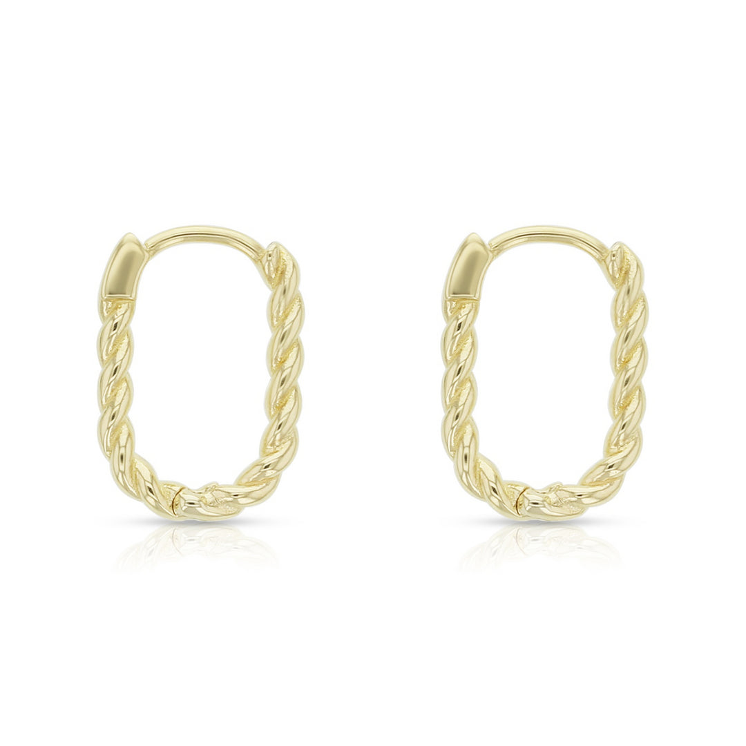 9ct Yellow Gold Twisted Paperclip Huggie Earrings