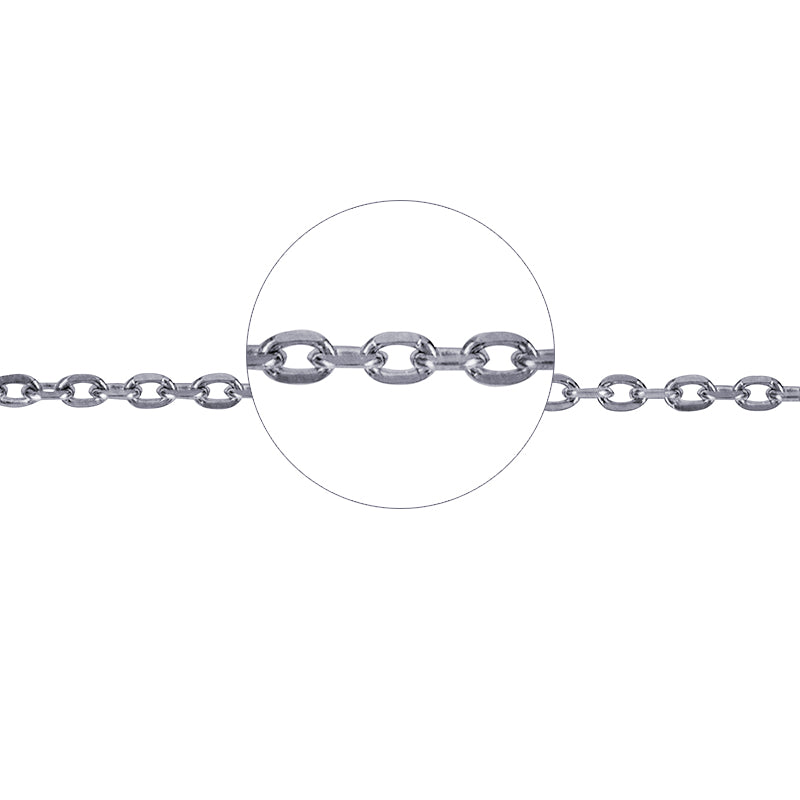 9ct White Gold Cable Chain 45cms