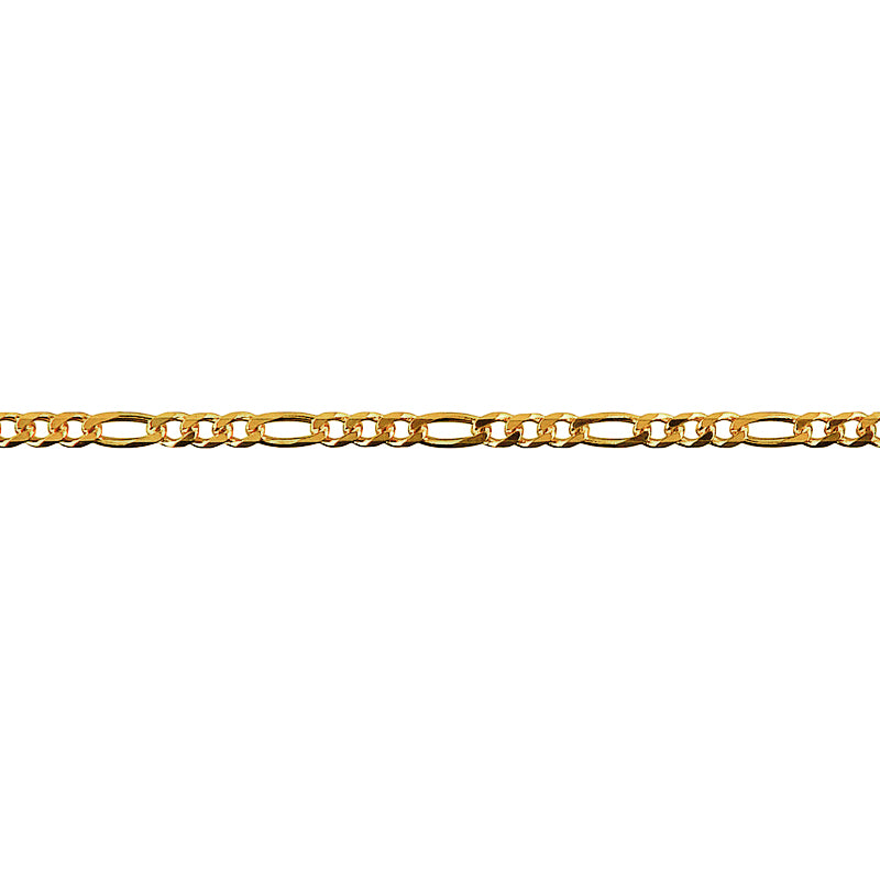 9ct Yellow Gold Bevelled Figaro Chain 60cms