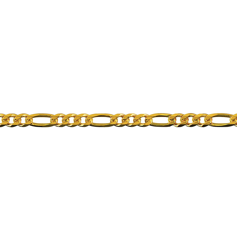 9ct Yellow Gold Bevelled Figaro Chain 50cms