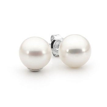 Sterling Silver White Pearl Stud Earrings