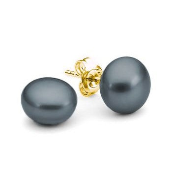 9ct Yellow Gold Black Dyed Pearl Stud Earrings