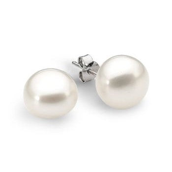 Sterling Silver White Freshwater Pearl Stud Earrings