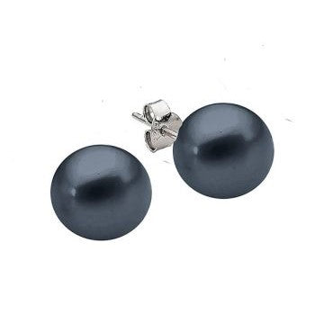 Sterling Silver Black Dyed Freshwater Pearl Stud Earrings