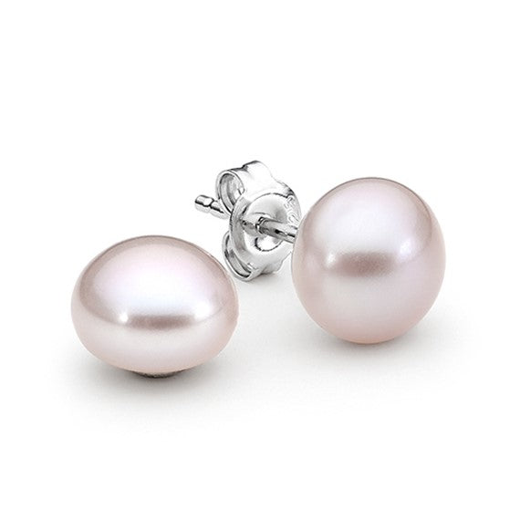 Sterling Silver Pink Freshwater Pearl Stud Earrings