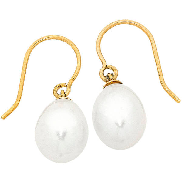 9ct Yellow Gold Pearl Shepherd Hook Earrings