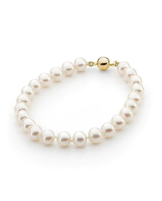 9ct Yellow Gold White Pearl Bracelet