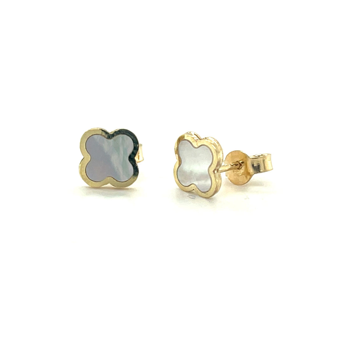 9ct Yellow Gold Mother Of Pearl Stud Earrings