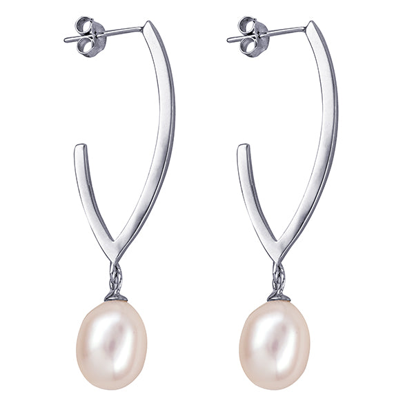 Sterling Silver Pearl Drop Stud Earrings
