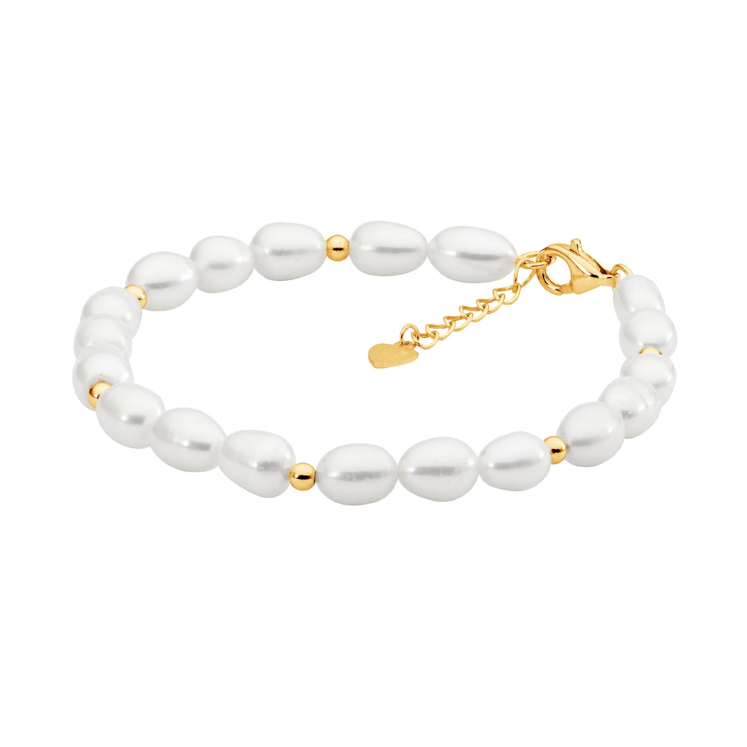 Sterling Silver Yellow Gold Plated Pearl Bracelet