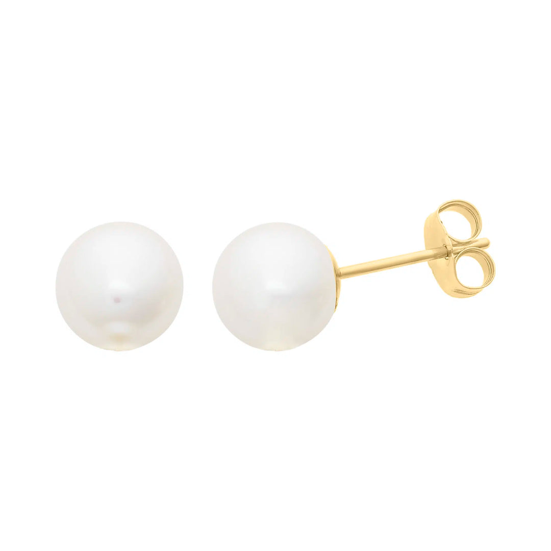 9ct Yellow Gold Pearl Stud Earrings