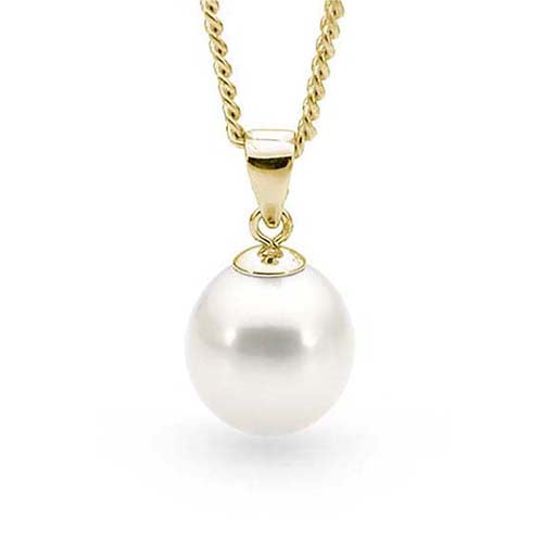 9ct Yellow Gold White Pearl Drop Pendant