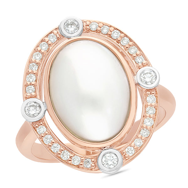 9ct Rose Gold Pearl & Diamond Ring