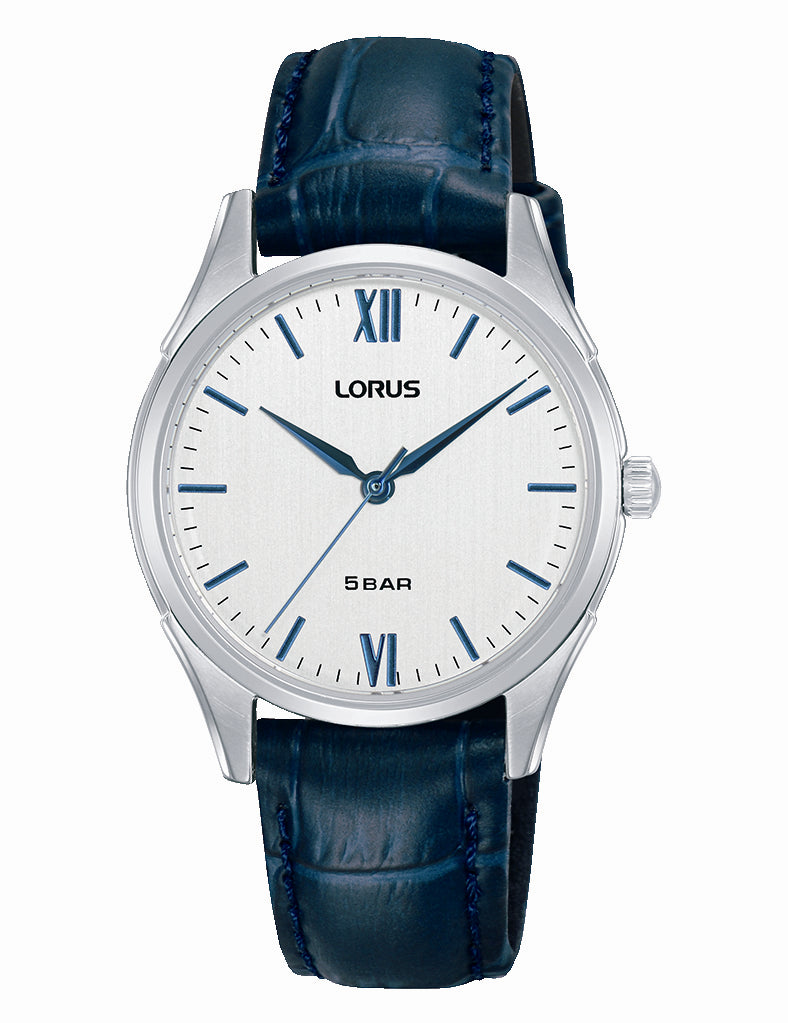 Lorus Ladies Everyday Dress Watch Silver Toned With Navy Band