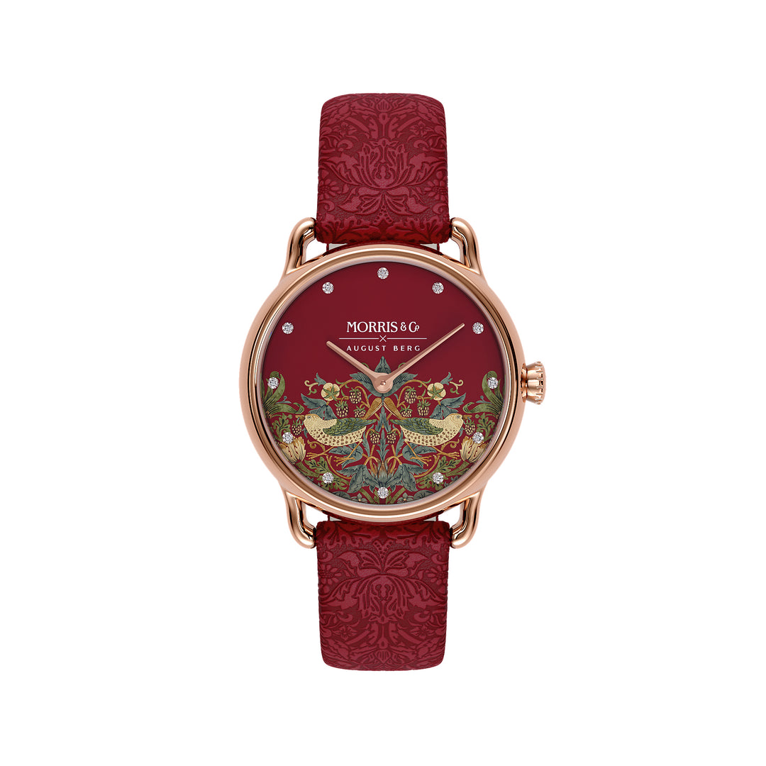 August Berg Petite Strawberry Thief Crimson Ladies Dress Watch