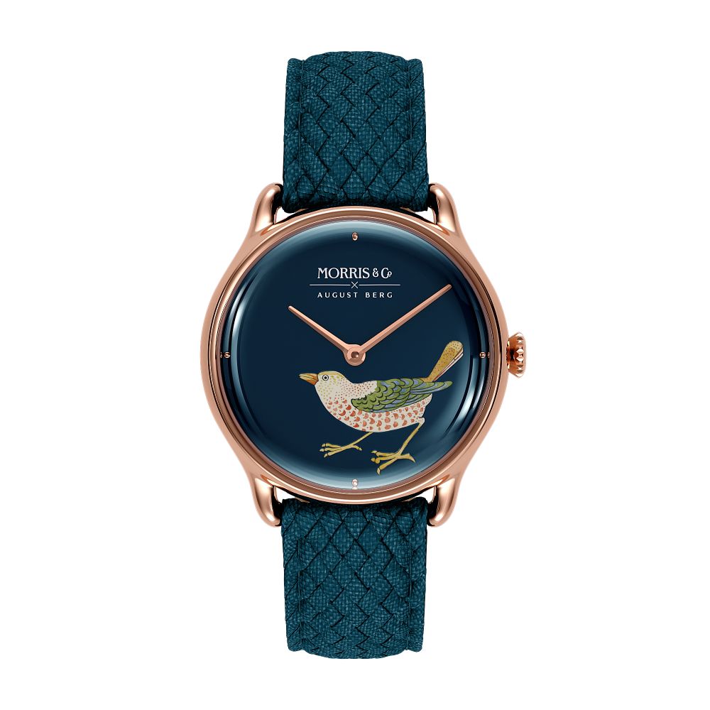 August Berg Strawberry Thief Bird Indigo Ladies Dress Watch