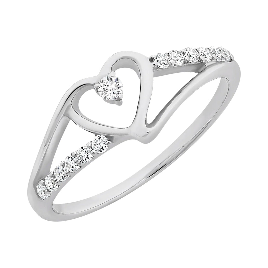 Sterling Silver Cubic Zirconia Heart Ring
