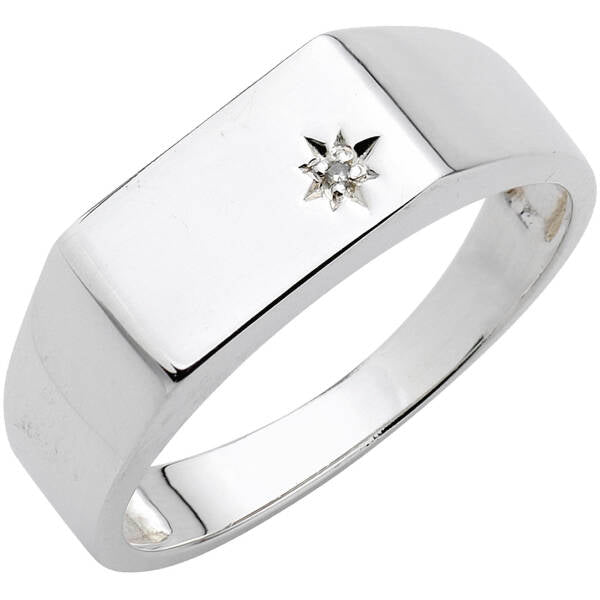 Sterling Silver Diamond Signet Ring
