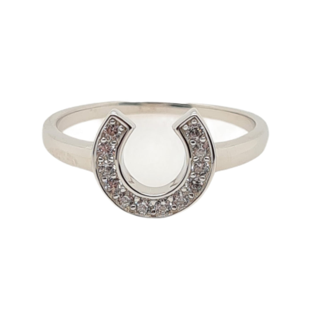 Sterling Silver Cz Horseshoe Ring