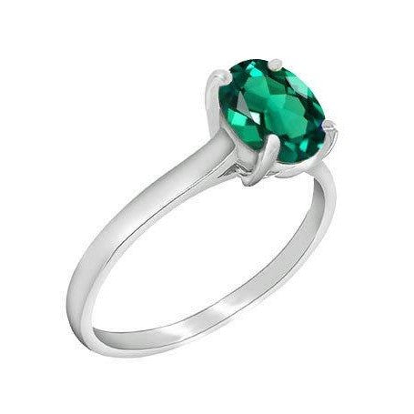Sterling Silver Created Emerald Ring