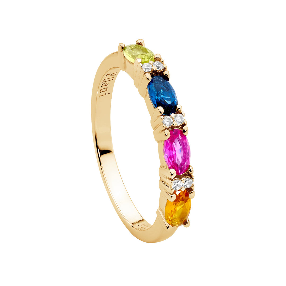 Sterling Silver Yellow Gold Plated Cubic Zirconia Ring