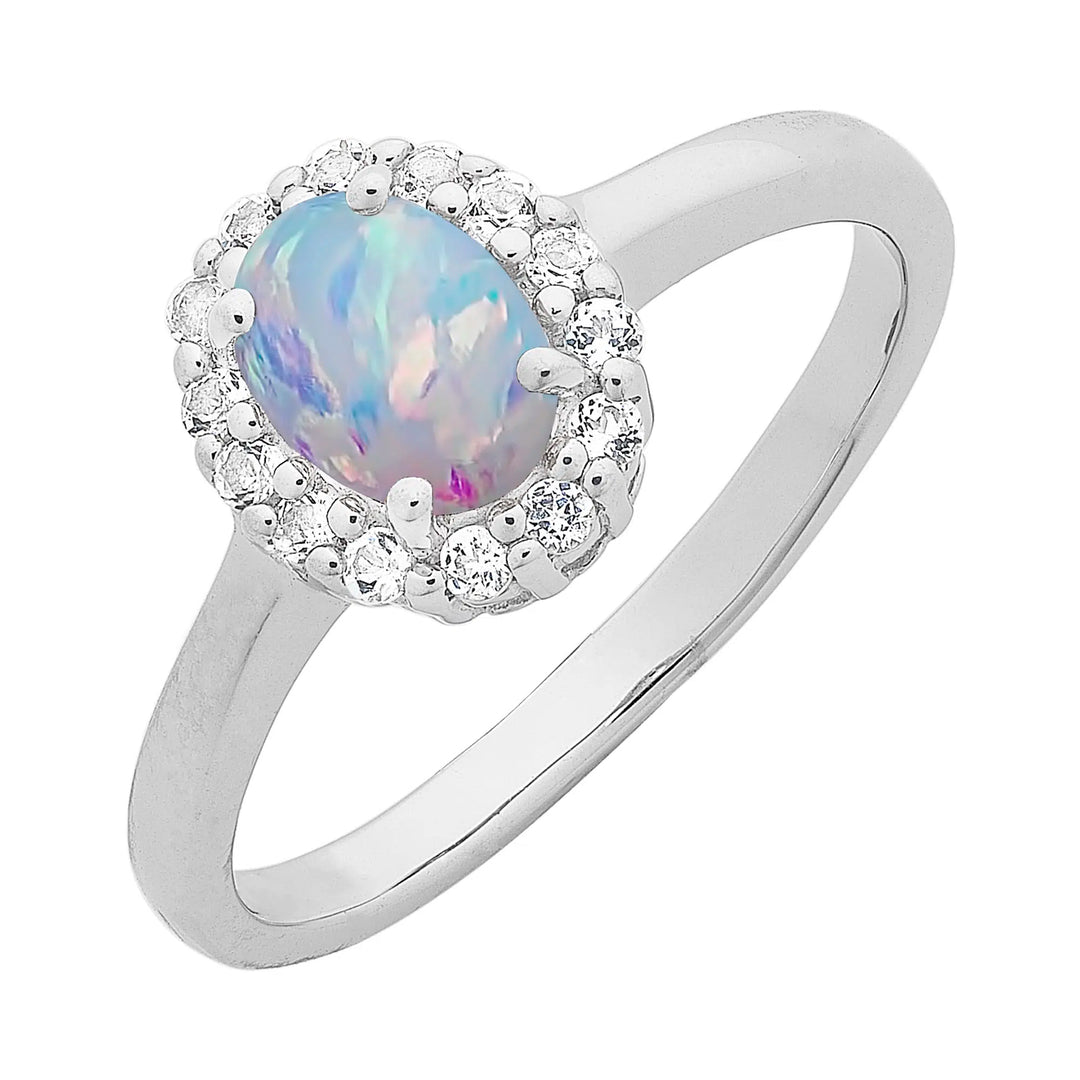 Sterling Silver Created Opal & Topaz Ring