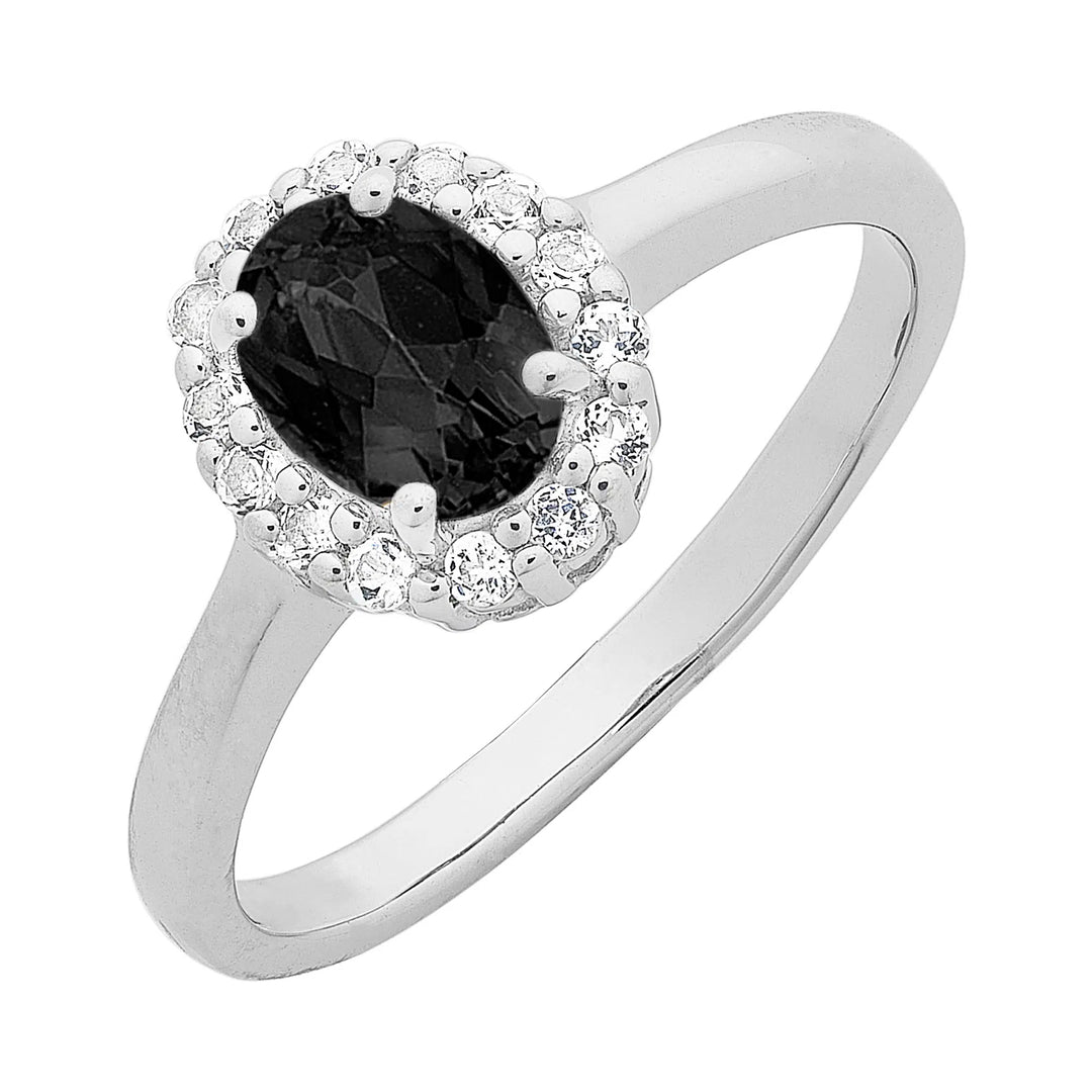 Sterling Silver Sapphire & Topaz Halo Ring