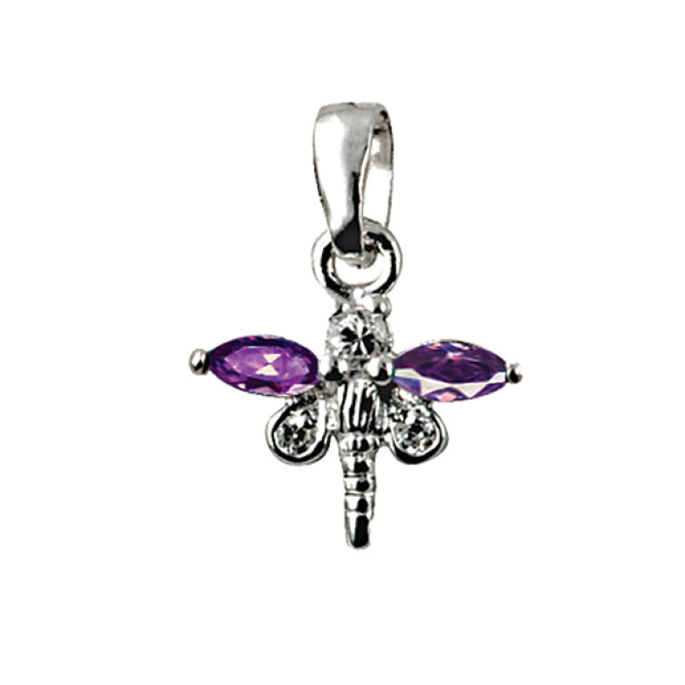 Sterling Silver Cubic Zirconia Dragonfly Pendant
