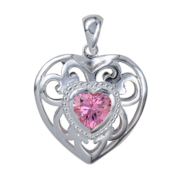 Sterling Silver Cubic Zirconia Heart Pendant