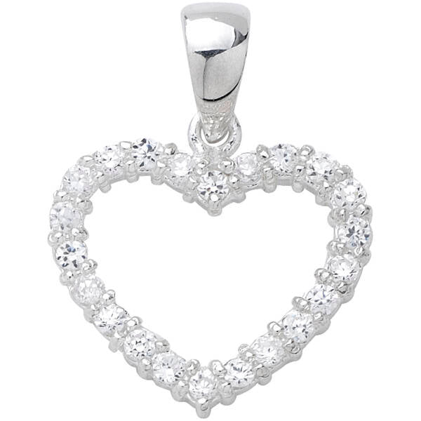 Sterling Silver Cubic Zirconia Open Heart Pendant