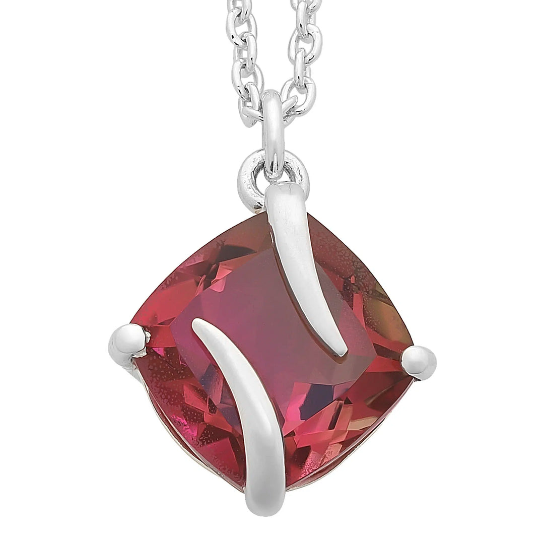 Sterling Silver Created Tourmaline Necklace