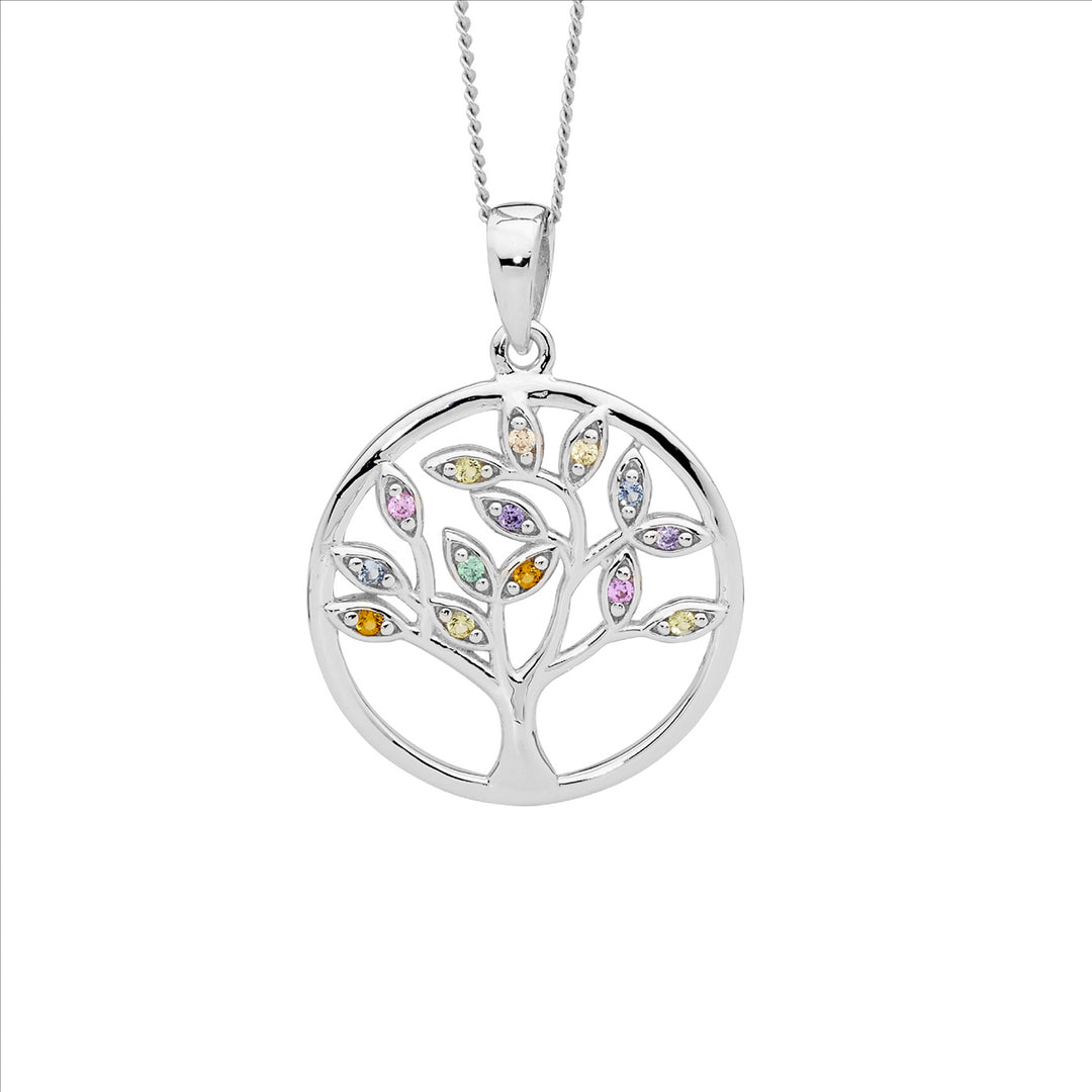 Sterling Silver Cubic Zirconia Tree Of Life Necklace