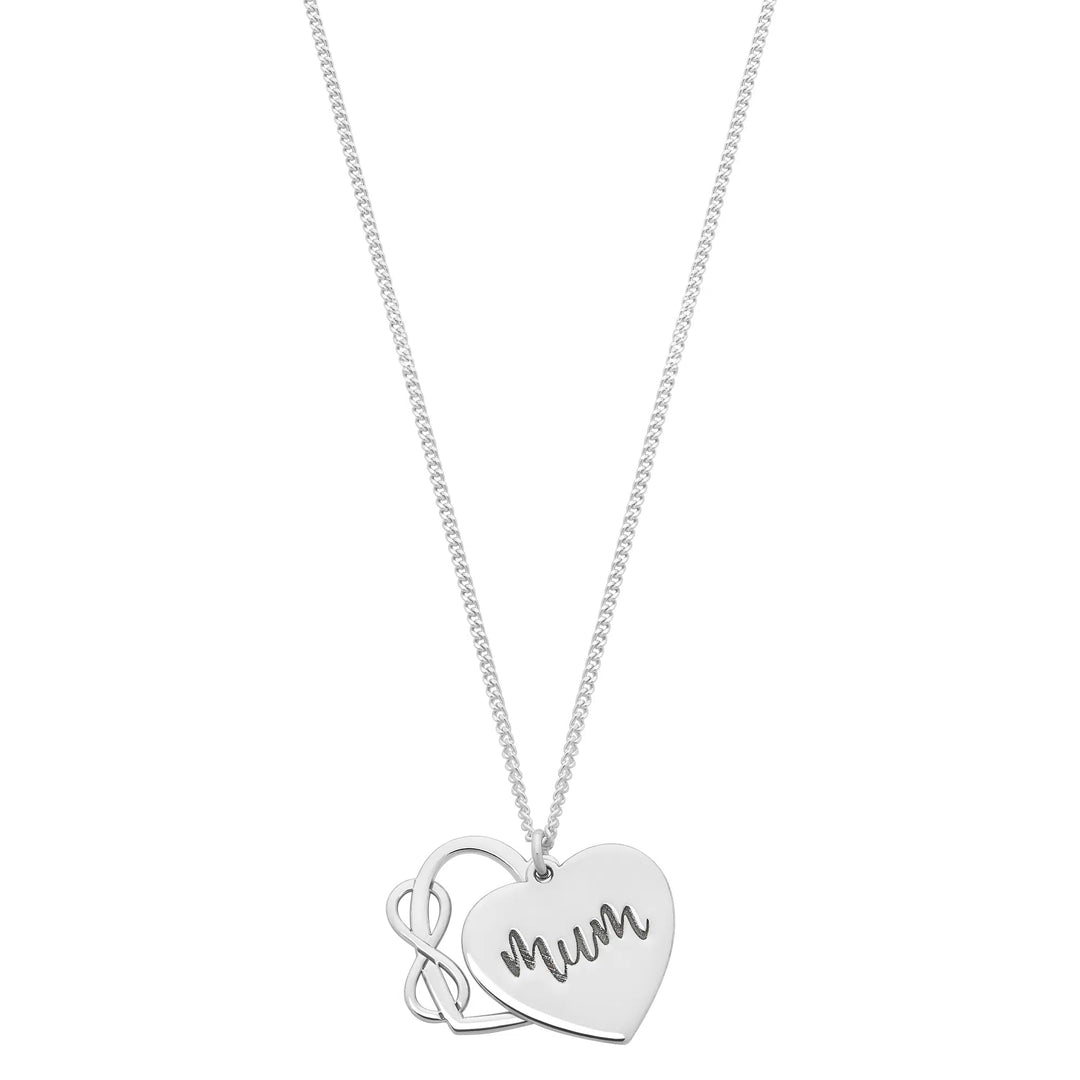 Sterling Silver Heart & Infinity "Mum" Necklace