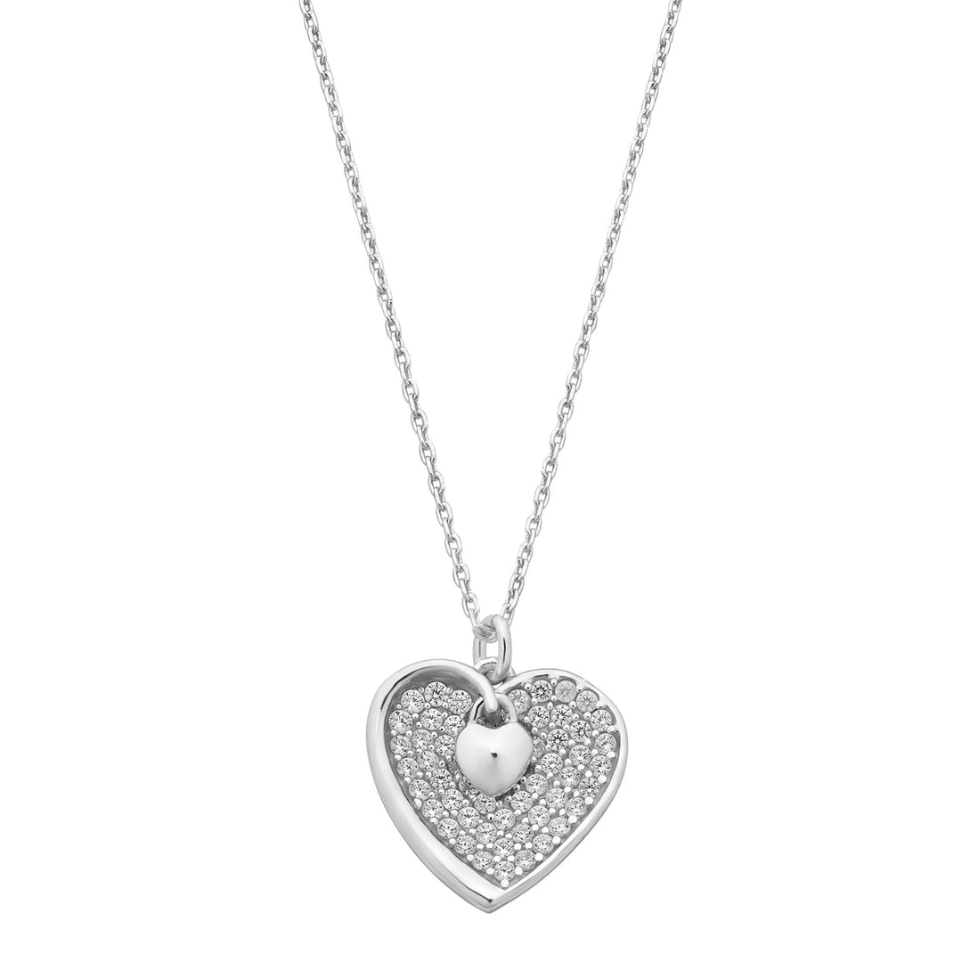 Sterling Silver Cubic Zirconia Heart Necklace