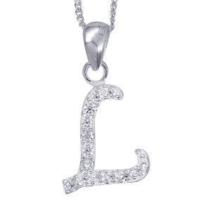 Sterling Silver Cubic Zirconia Letter L Pendant