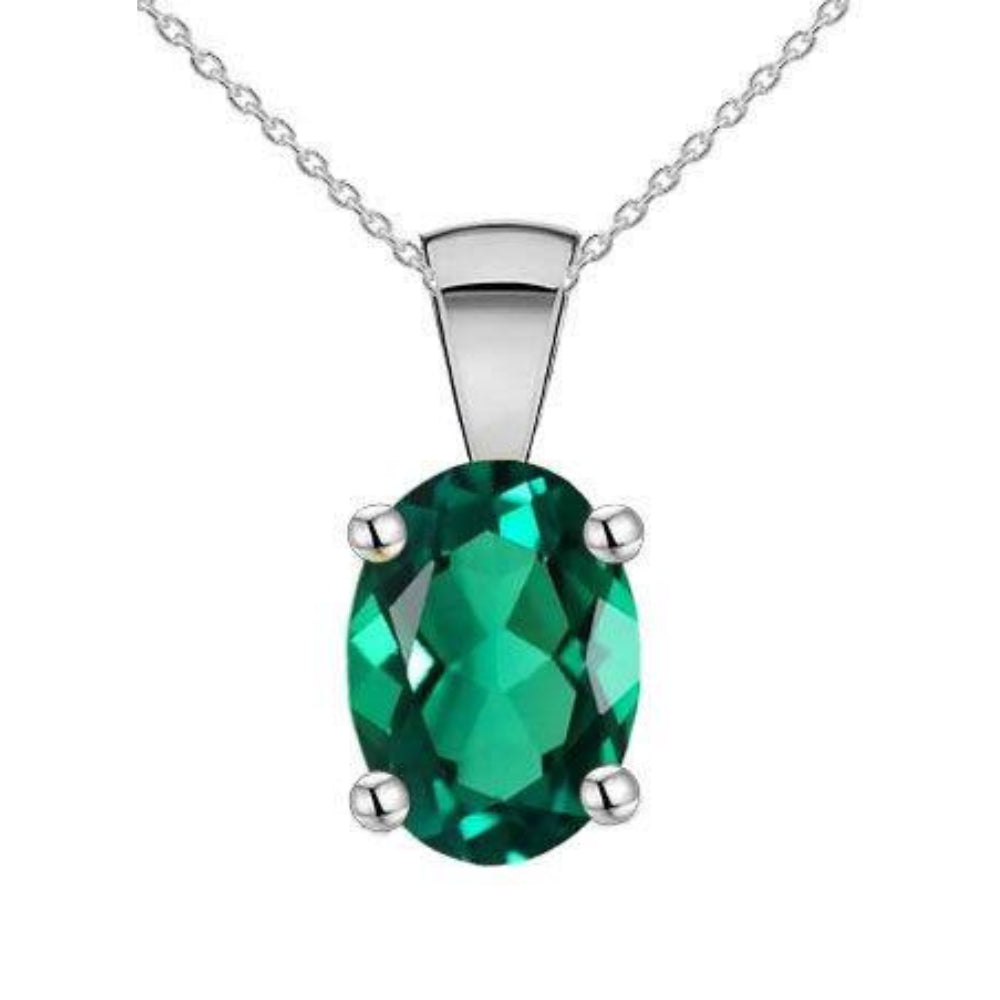 Sterling Silver Created Emerald Pendant