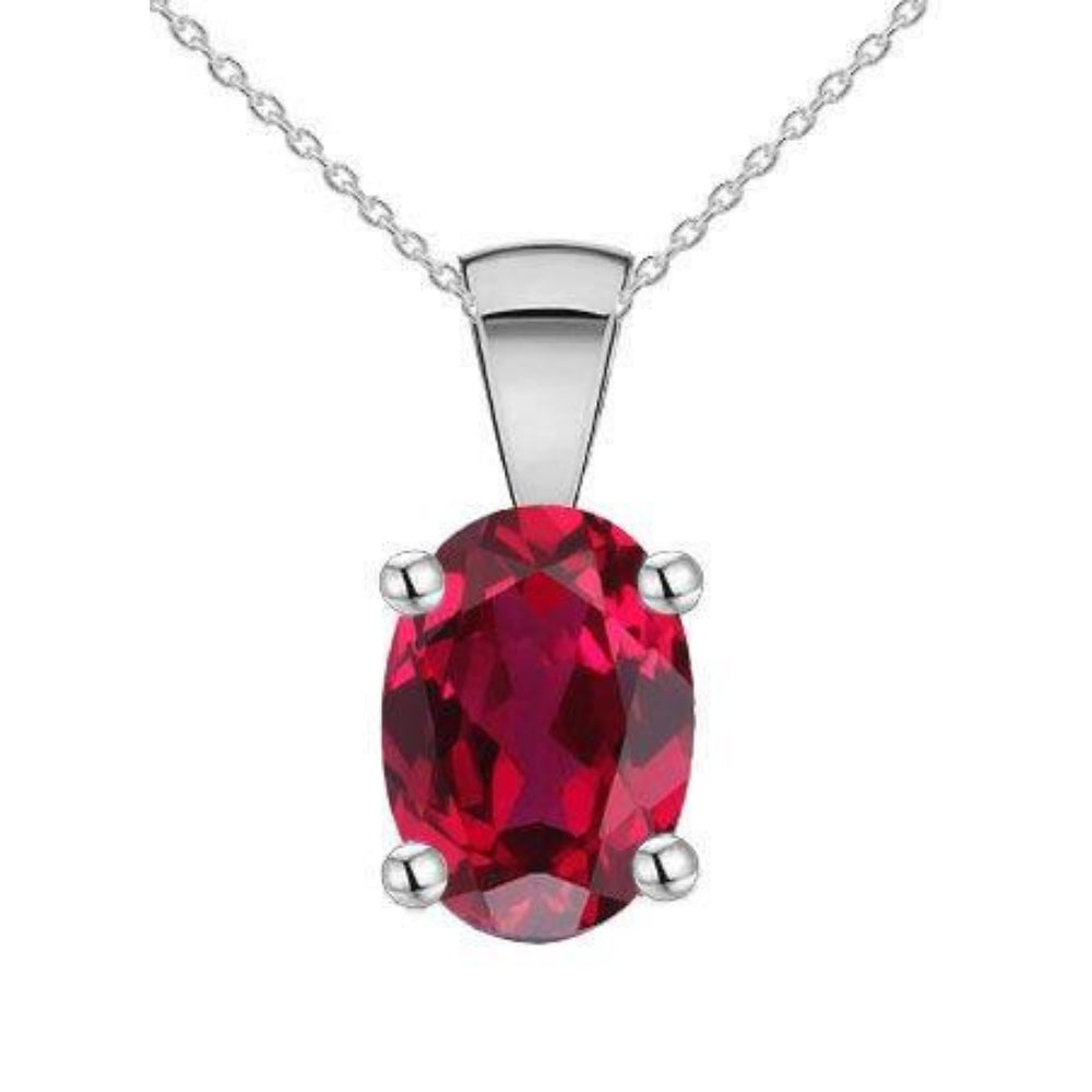 Sterling Silver Created Ruby Pendant